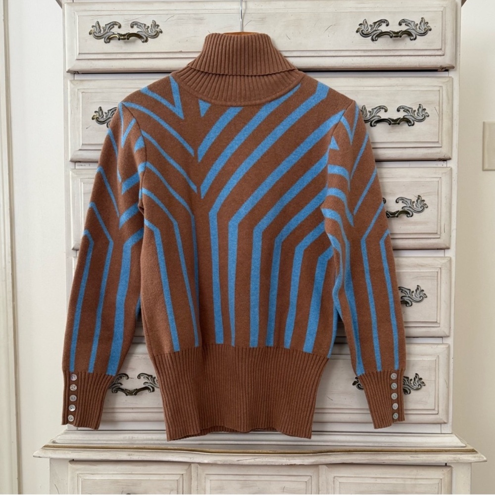 Psychedelic Brown Turtleneck Sweater Small - Picture 2 of 6